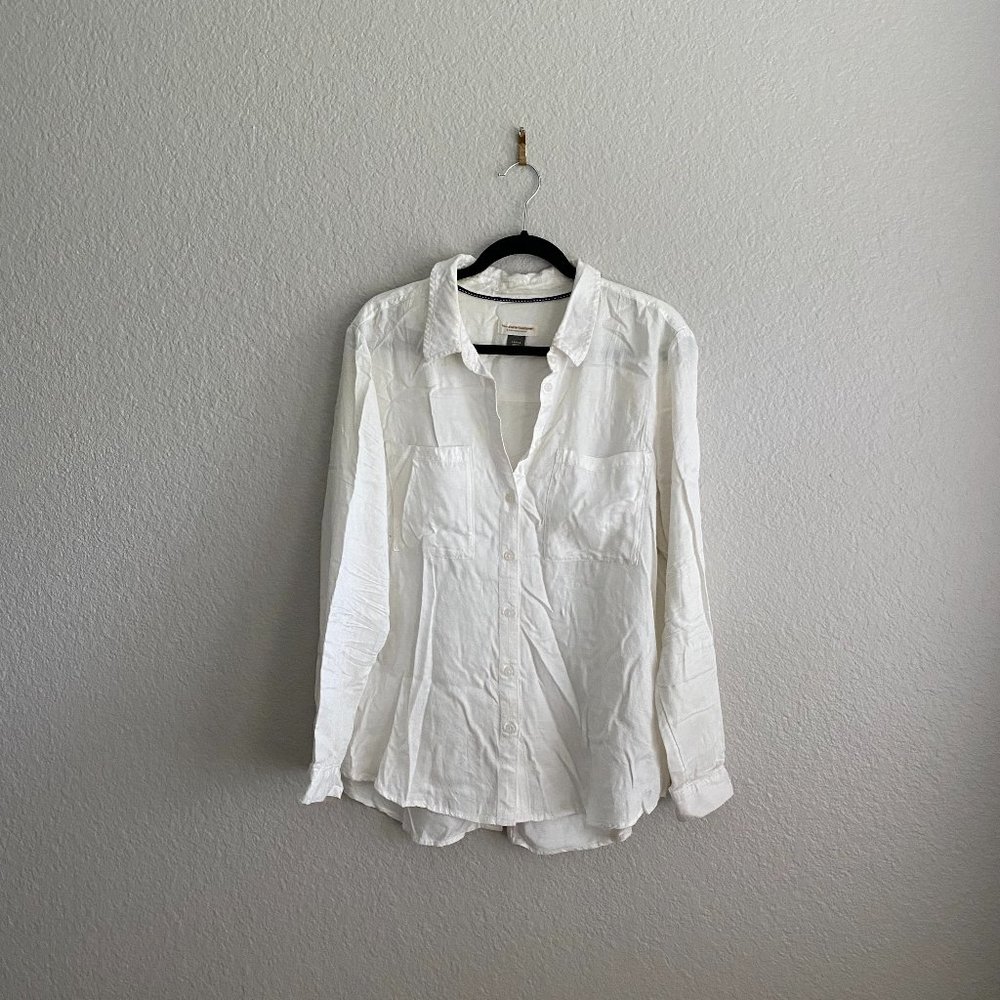 Pilcro Long Sleeve Button-Down Shirt with Split Back